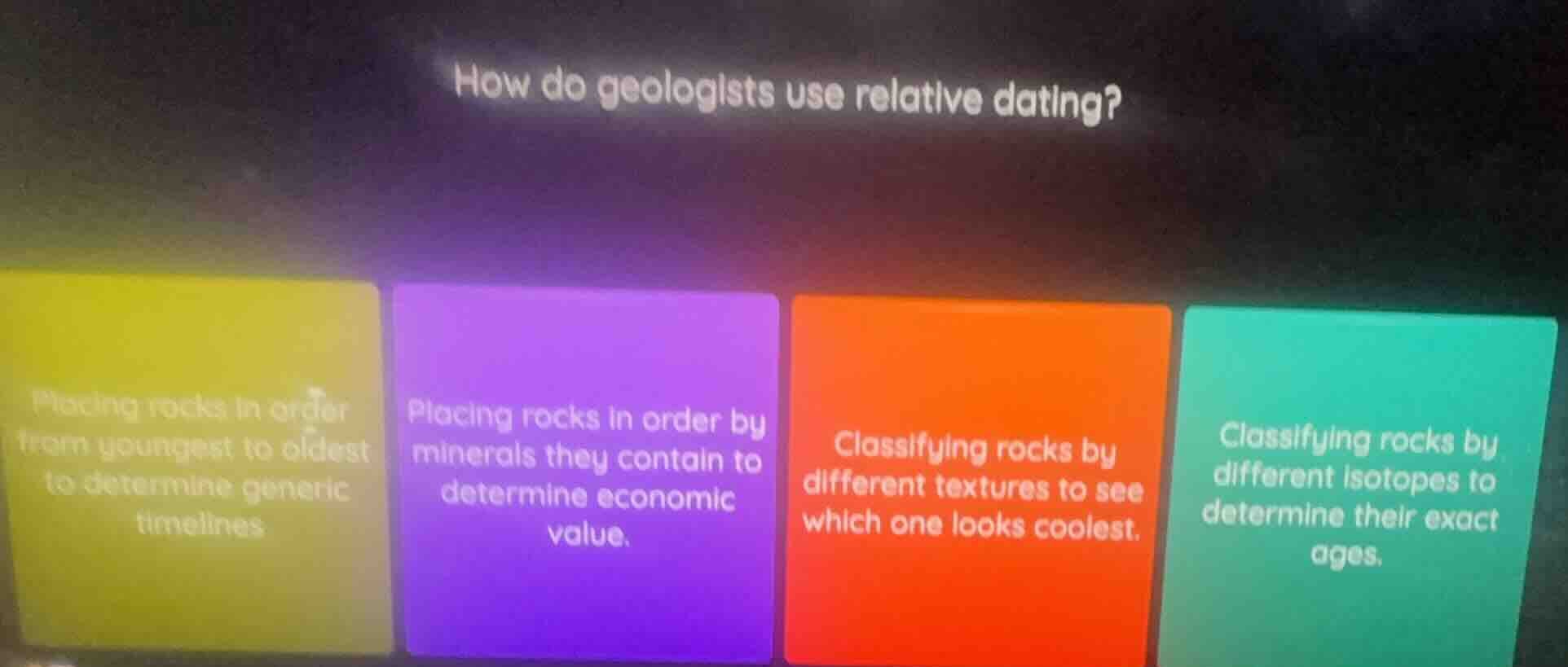 how do geologists use relative dating? placing rocks in order from youn…