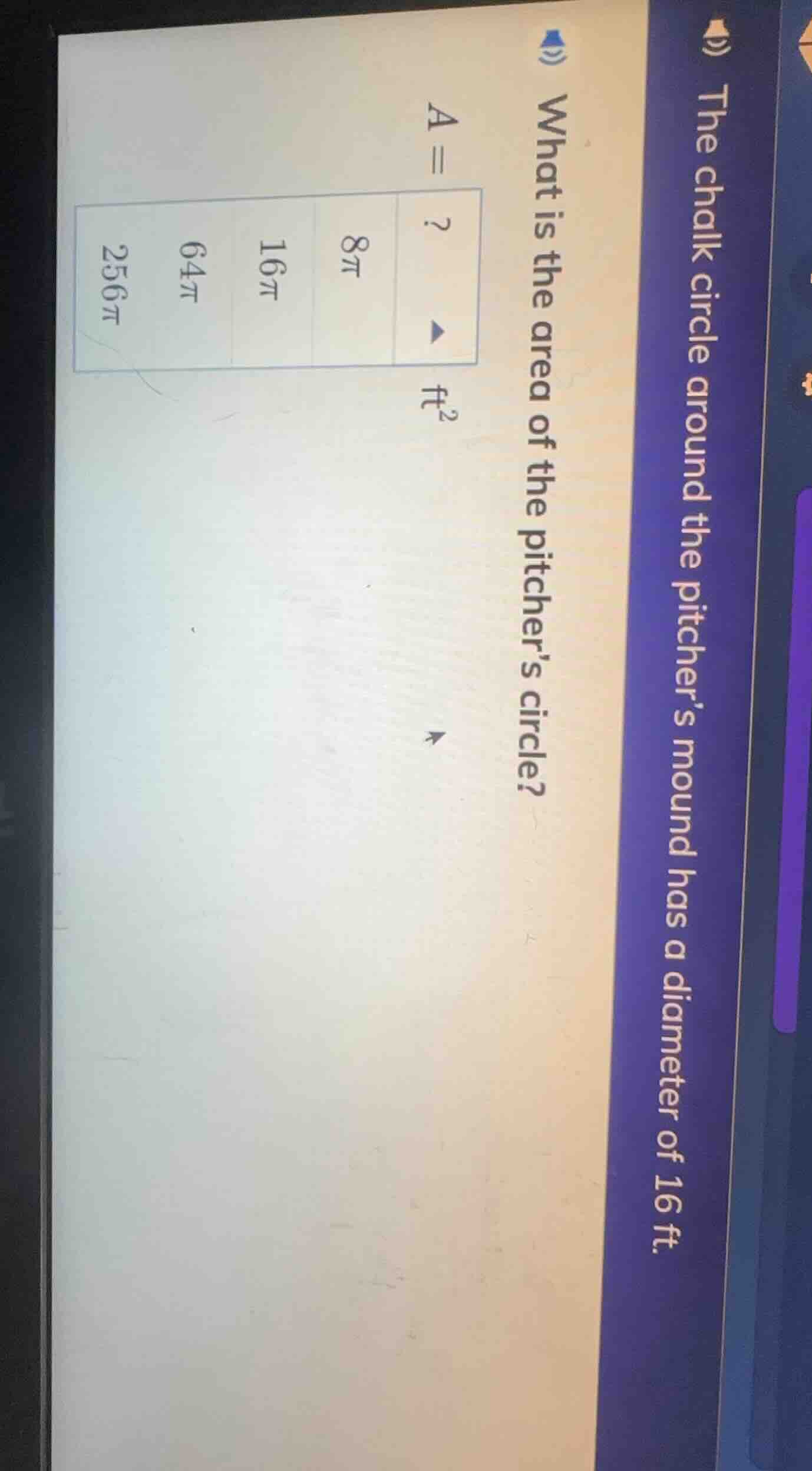 the chalk circle around the pitcher’s mound has a diameter of 16 ft. wh…