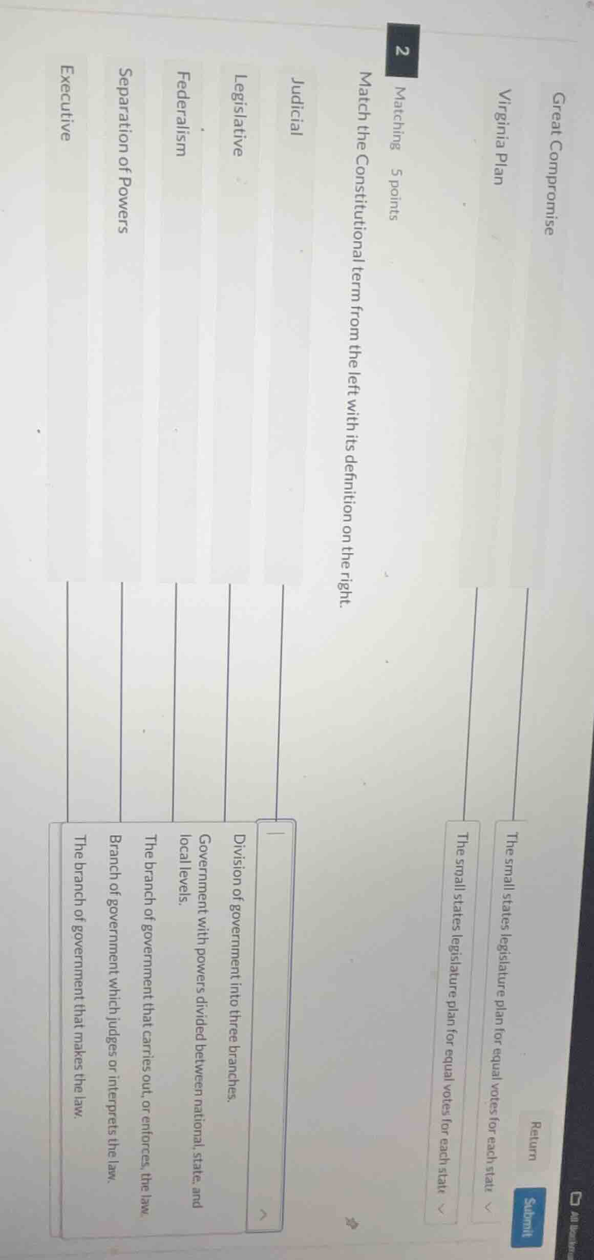 2 matching 5 points match the constitutional term from the left with it…