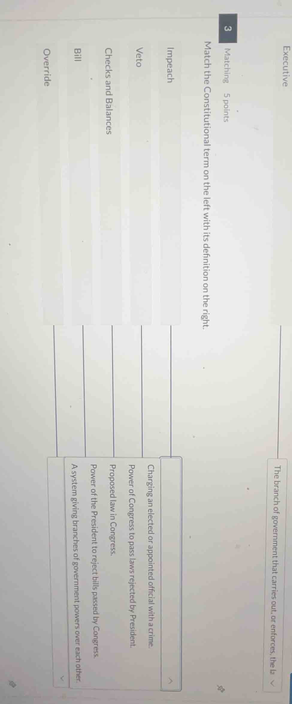 matching 5 points match the constitutional term on the left with its de…