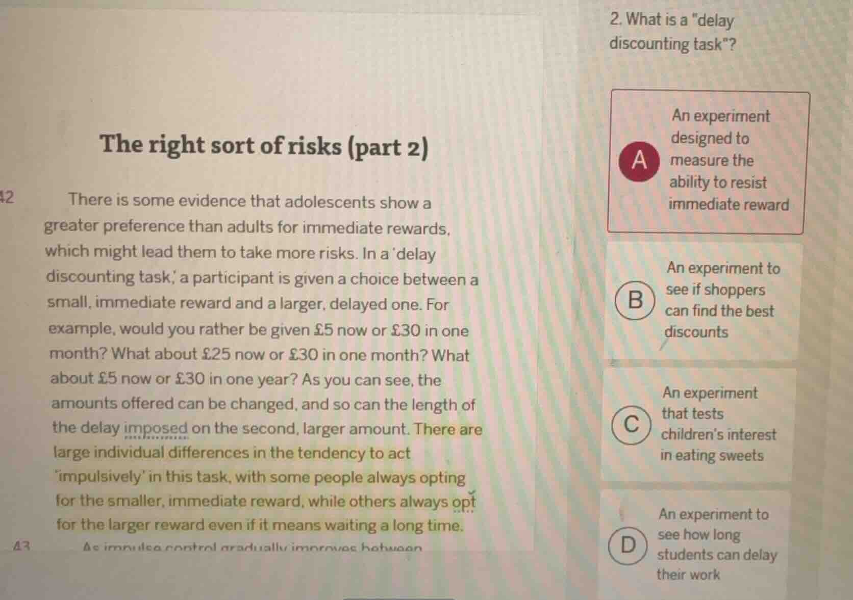 the right sort of risks (part 2) there is some evidence that adolescent…