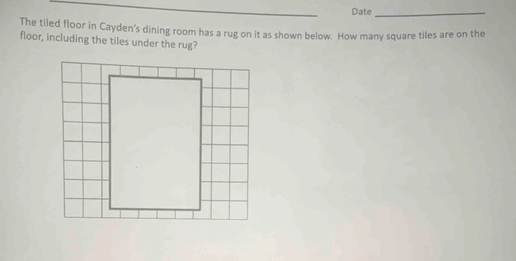 the tiled floor in cayden’s dining room has a rug on it as shown below.…