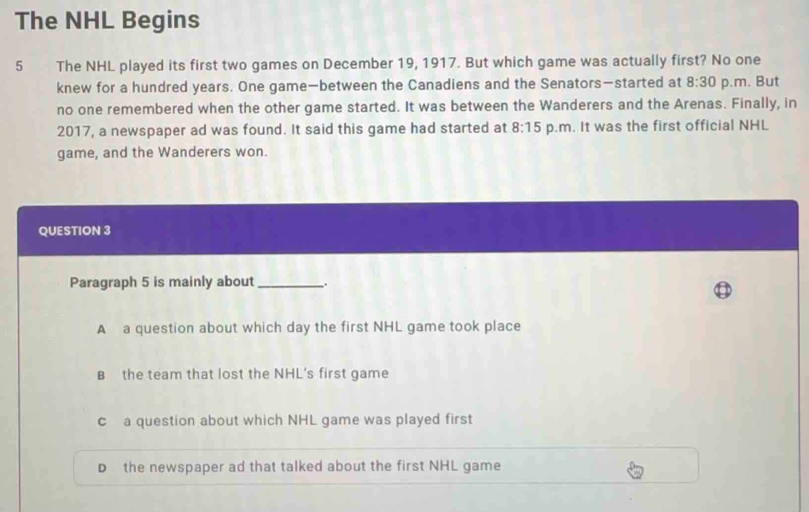 the nhl begins 5 the nhl played its first two games on december 19, 191…