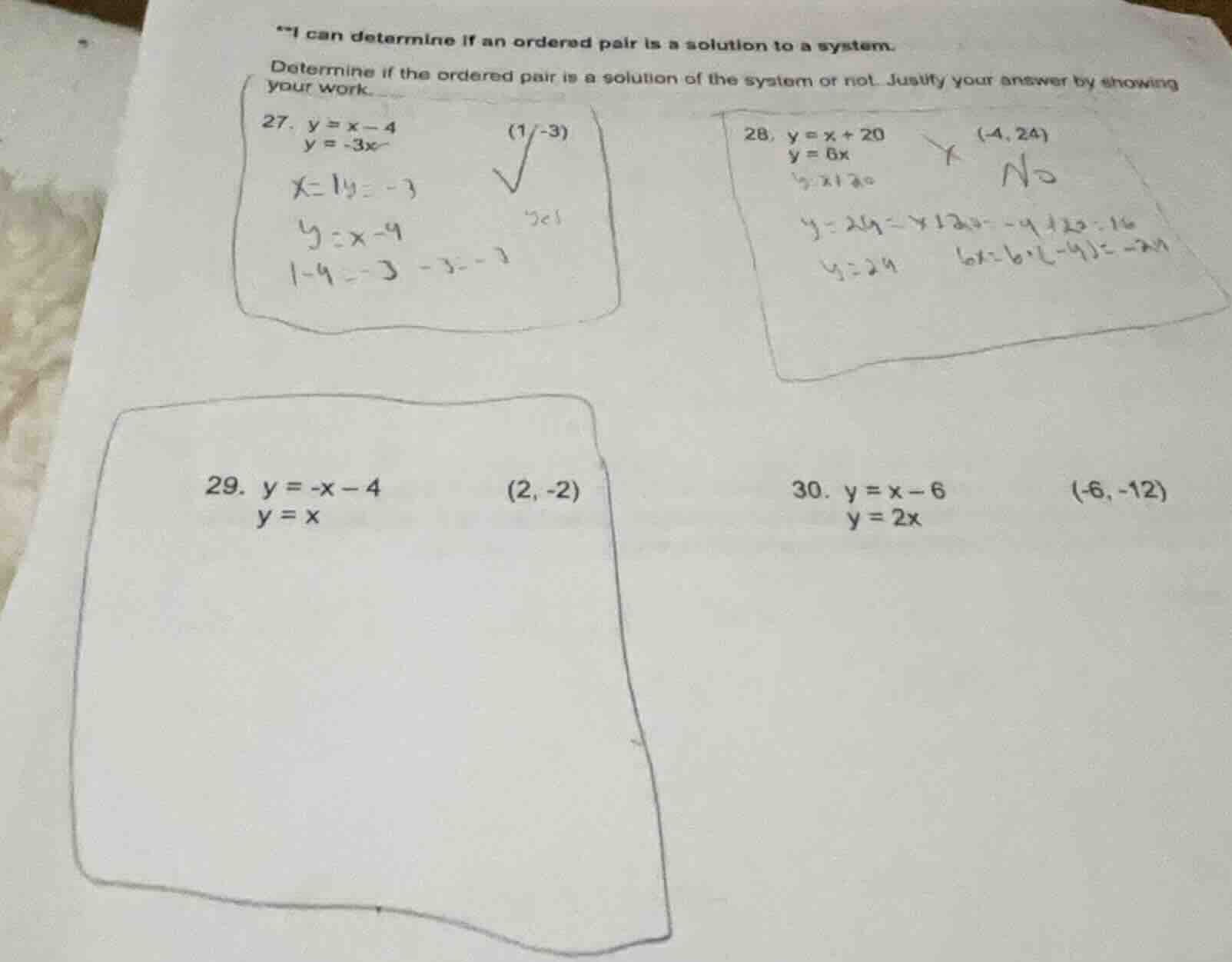 *i can determine if an ordered pair is a solution to a system. determin…