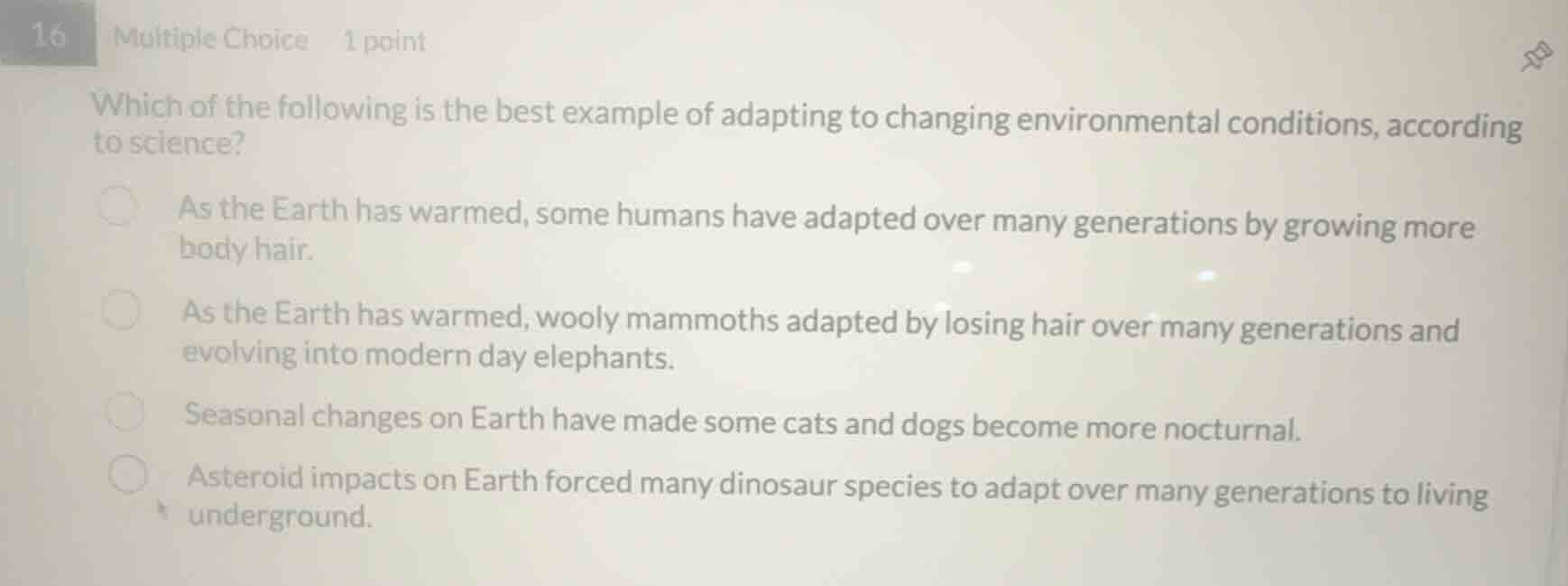 16 multiple choice 1 point which of the following is the best example o…