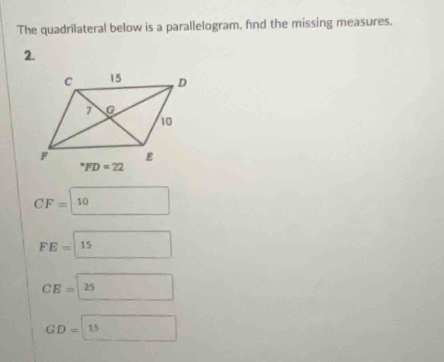 the quadrilateral below is a parallelogram, find the missing measures. …
