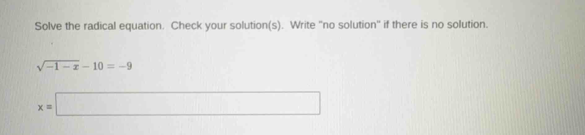 solve the radical equation. check your solution(s). write o solution\ i…