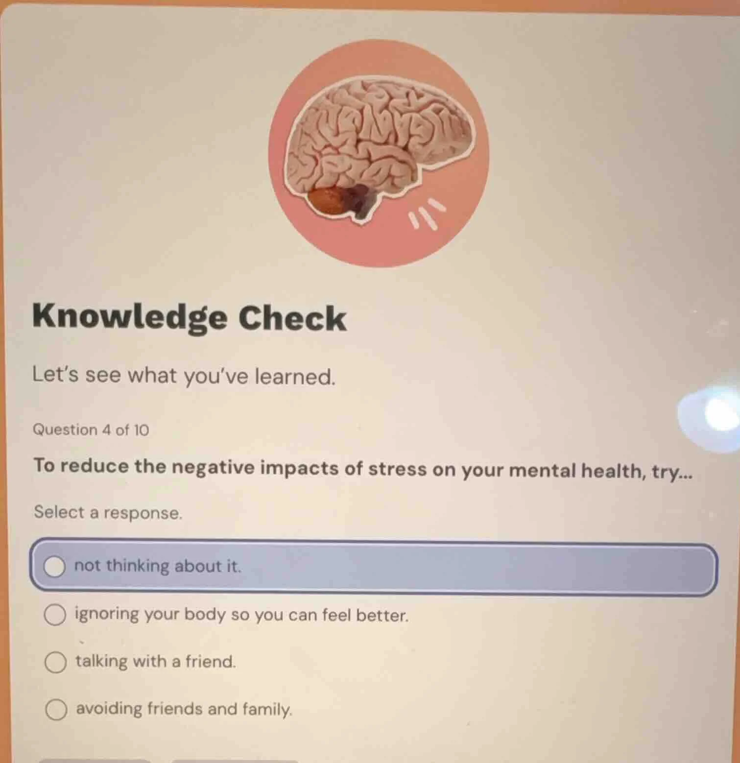 knowledge check let’s see what you’ve learned. question 4 of 10 to redu…