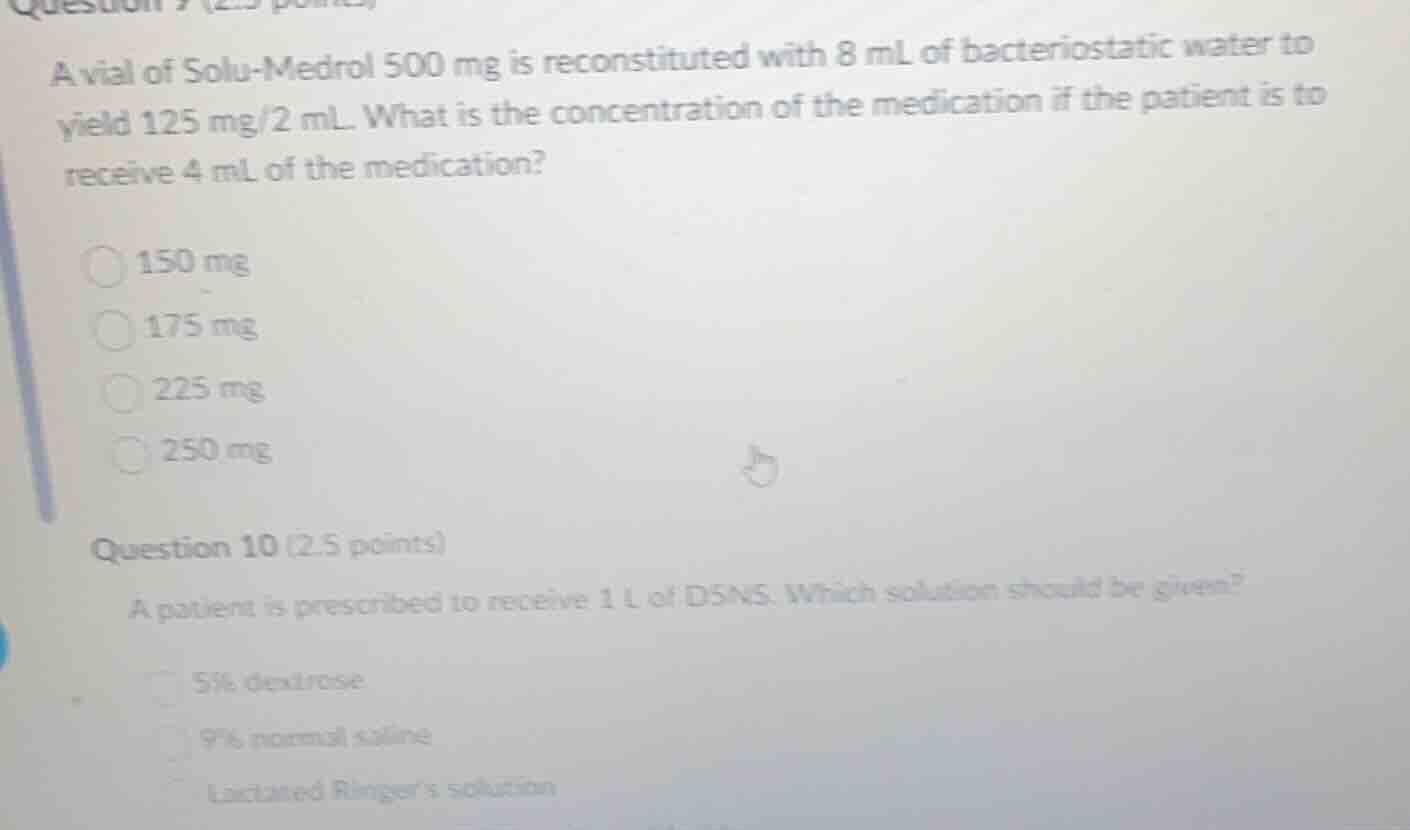 a vial of solu - medrol 500 mg is reconstituted with 8 ml of bacteriost…