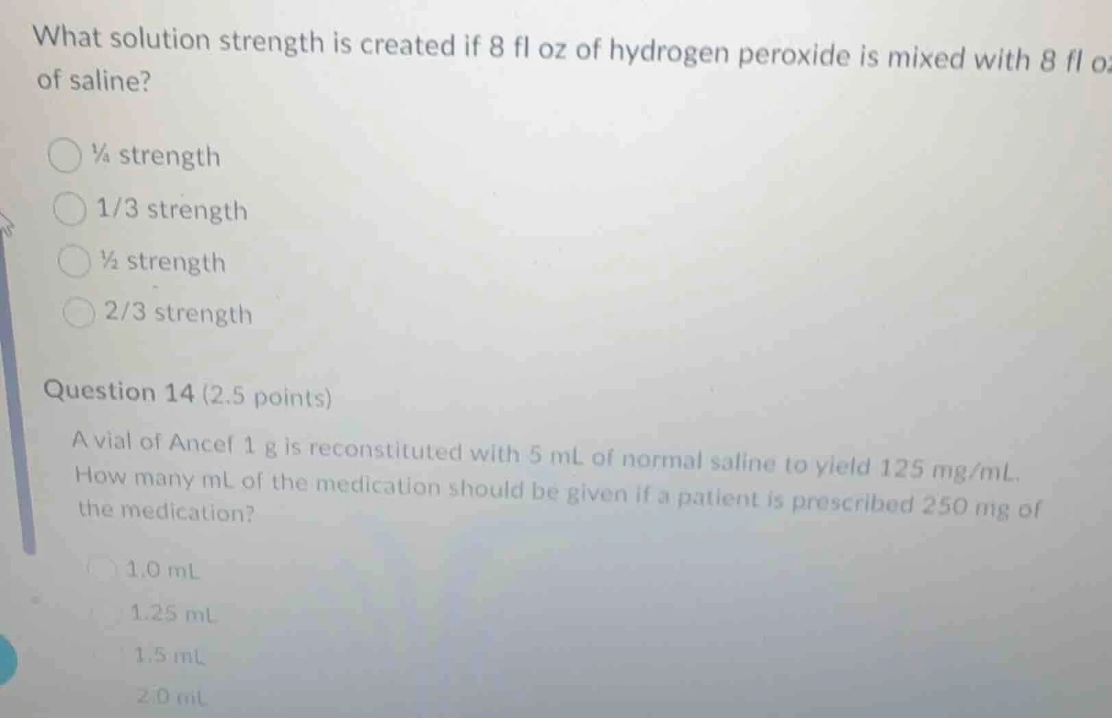 what solution strength is created if 8 fl oz of hydrogen peroxide is mi…