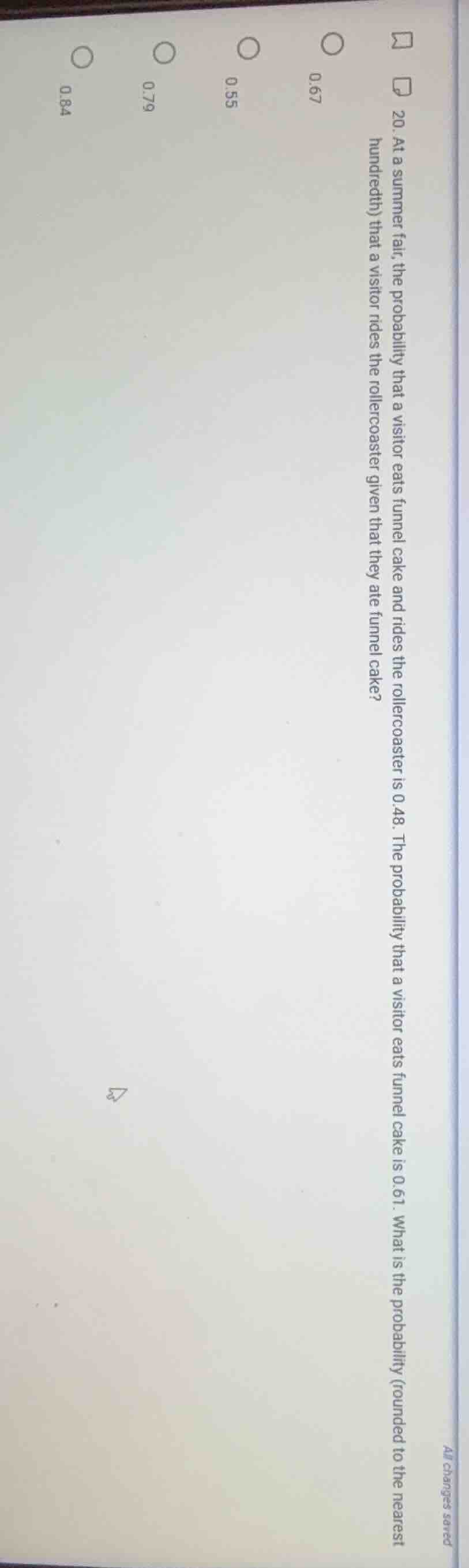 20. at a summer fair, the probability that a visitor eats funnel cake a…