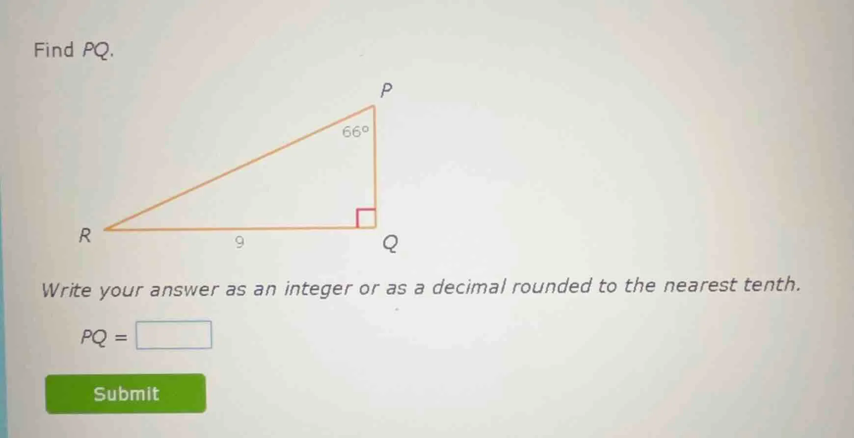 find pq. write your answer as an integer or as a decimal rounded to the…