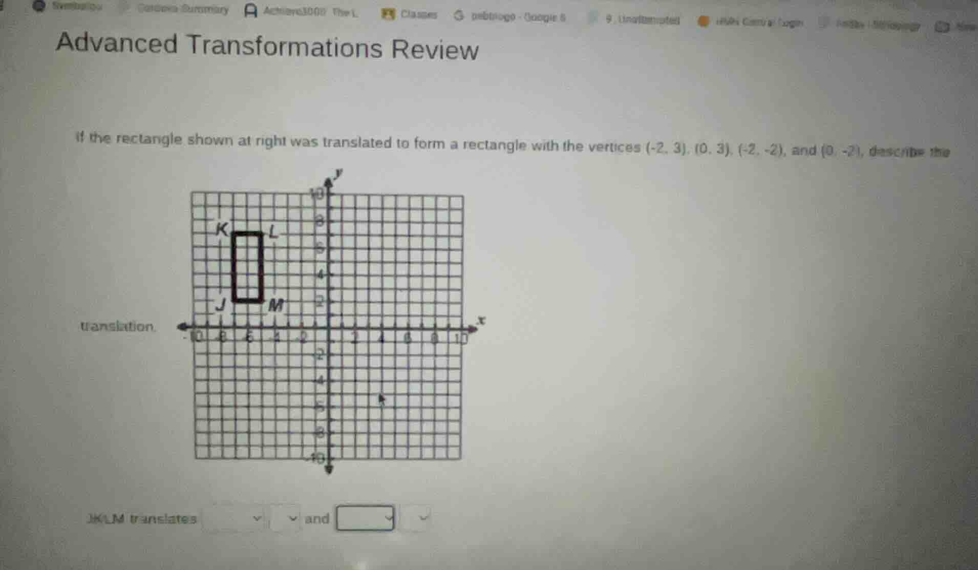 advanced transformations review if the rectangle shown at right was tra…