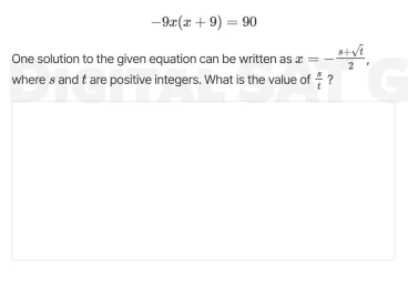 -9x(x + 9) = 90 one solution to the given equation can be written as ( …