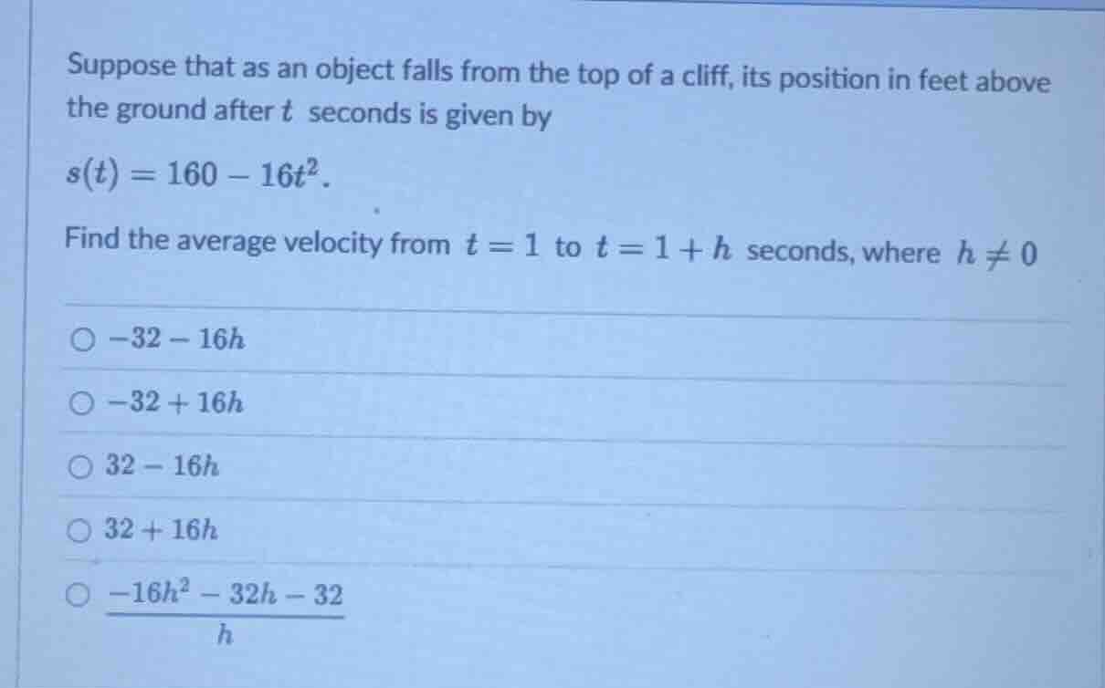 suppose that as an object falls from the top of a cliff, its position i…