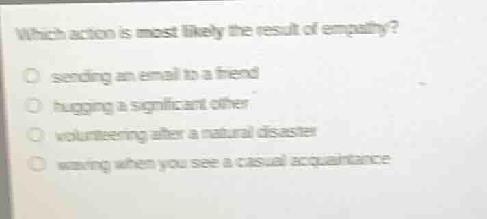 which action is most likely the result of empathy? sending an email to …