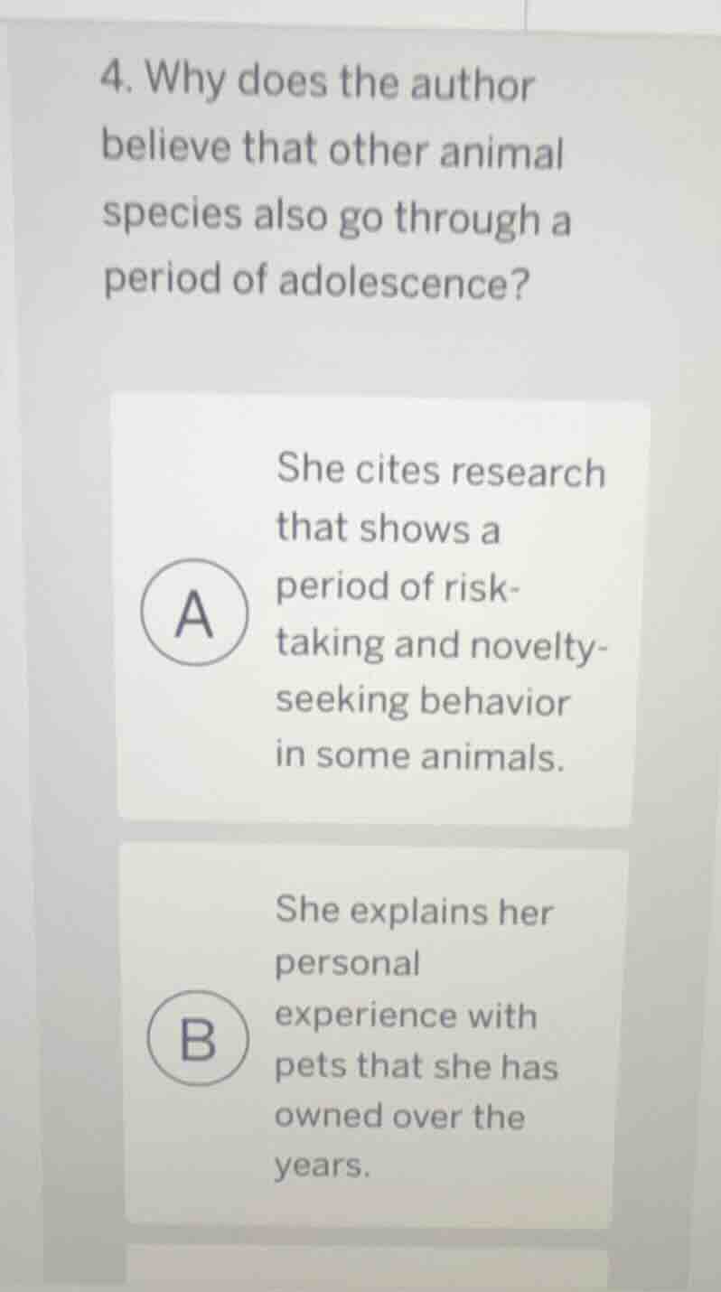 4. why does the author believe that other animal species also go throug…