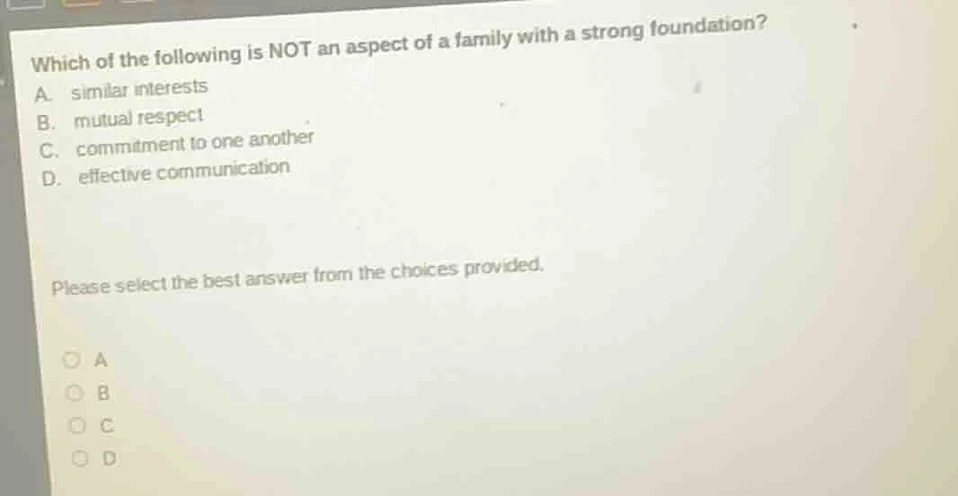 which of the following is not an aspect of a family with a strong found…