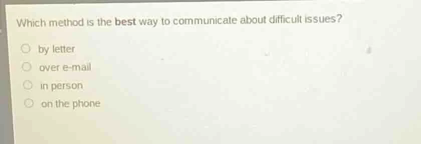 which method is the best way to communicate about difficult issues? by …