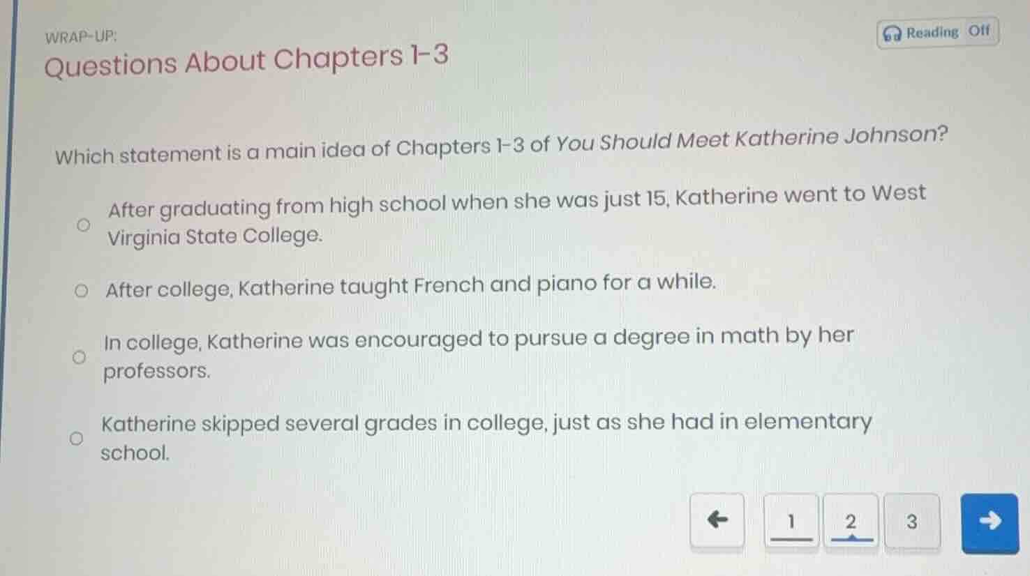 wrap-up: questions about chapters 1-3 which statement is a main idea of…