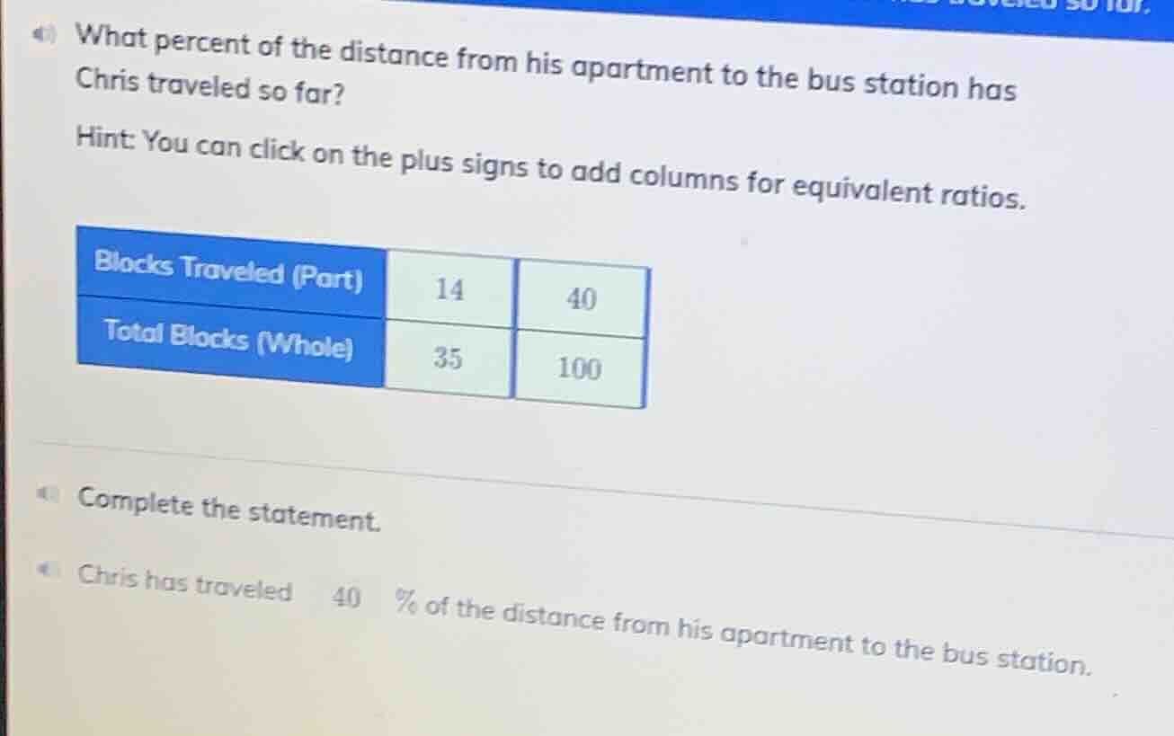 what percent of the distance from his apartment to the bus station has …