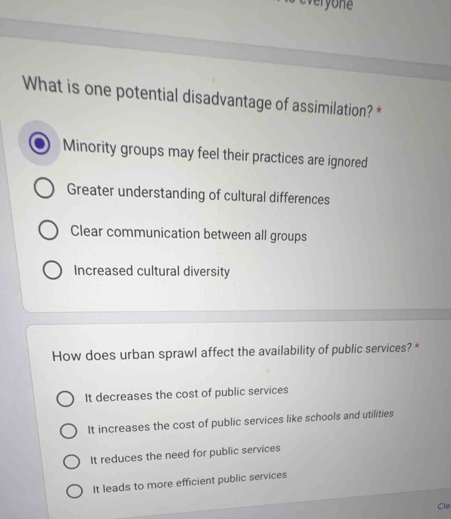 what is one potential disadvantage of assimilation? * minority groups m…