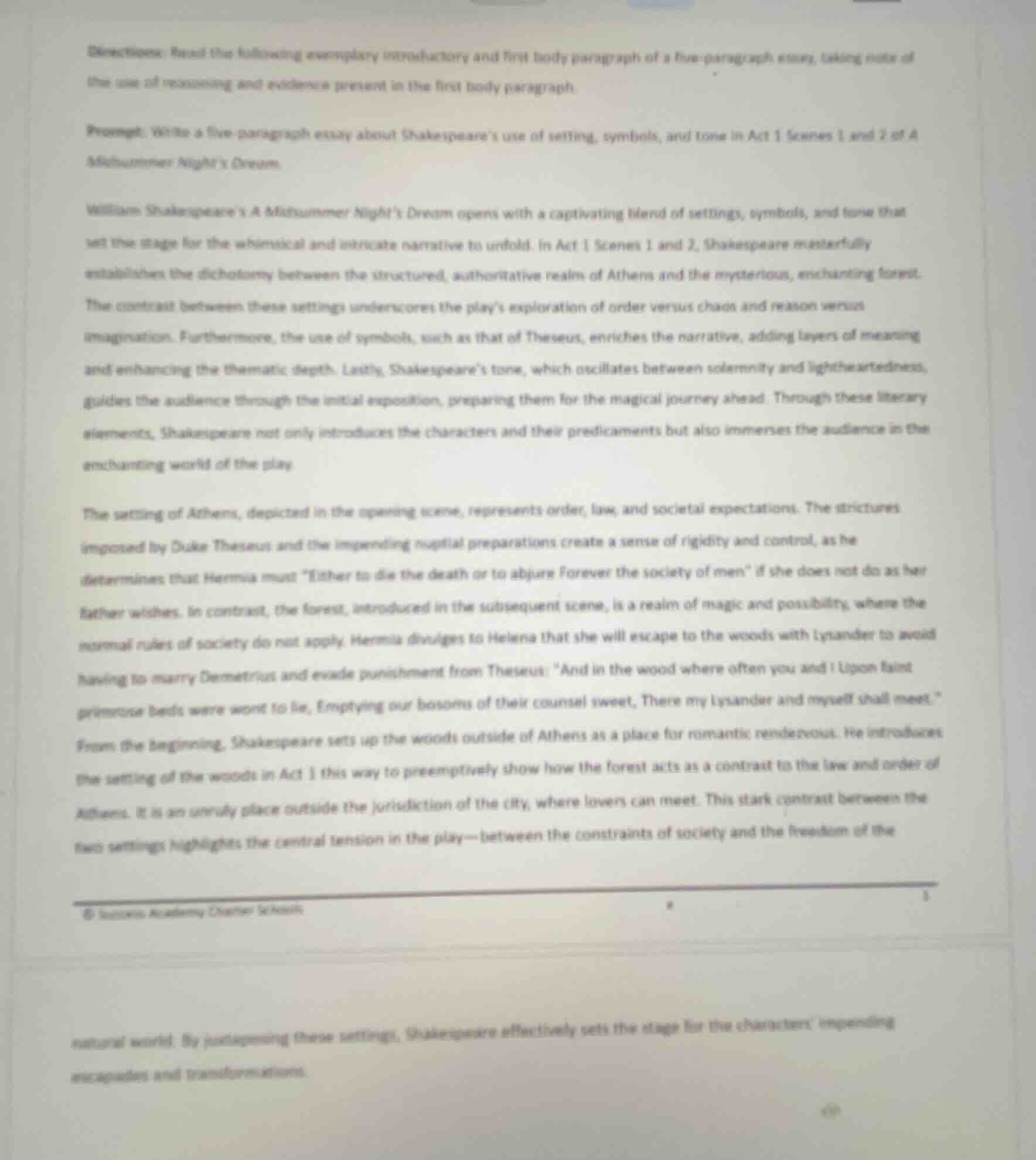 directions: read the following exemplary introductory and first body pa…