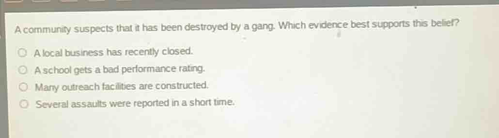 a community suspects that it has been destroyed by a gang. which eviden…