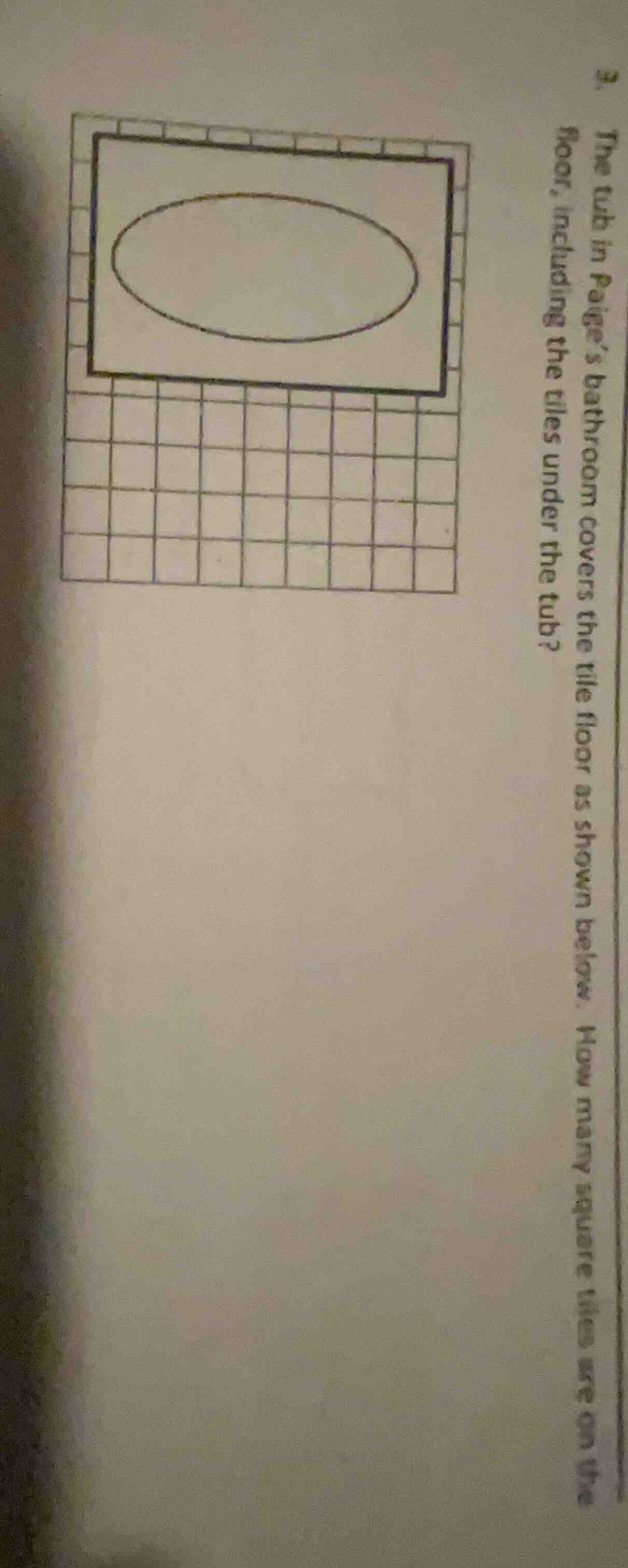 3. the tub in paige’s bathroom covers the tile floor as shown below. ho…