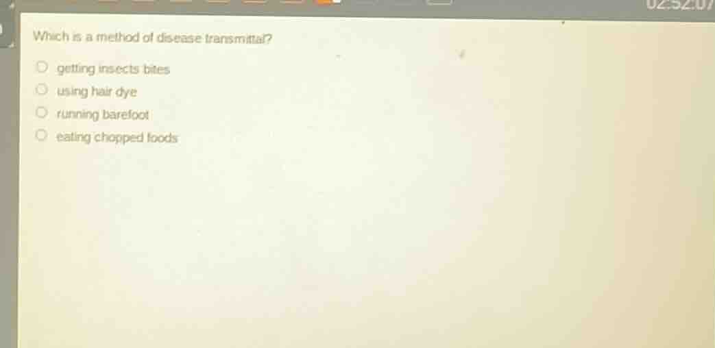 which is a method of disease transmittal? getting insects bites using h…