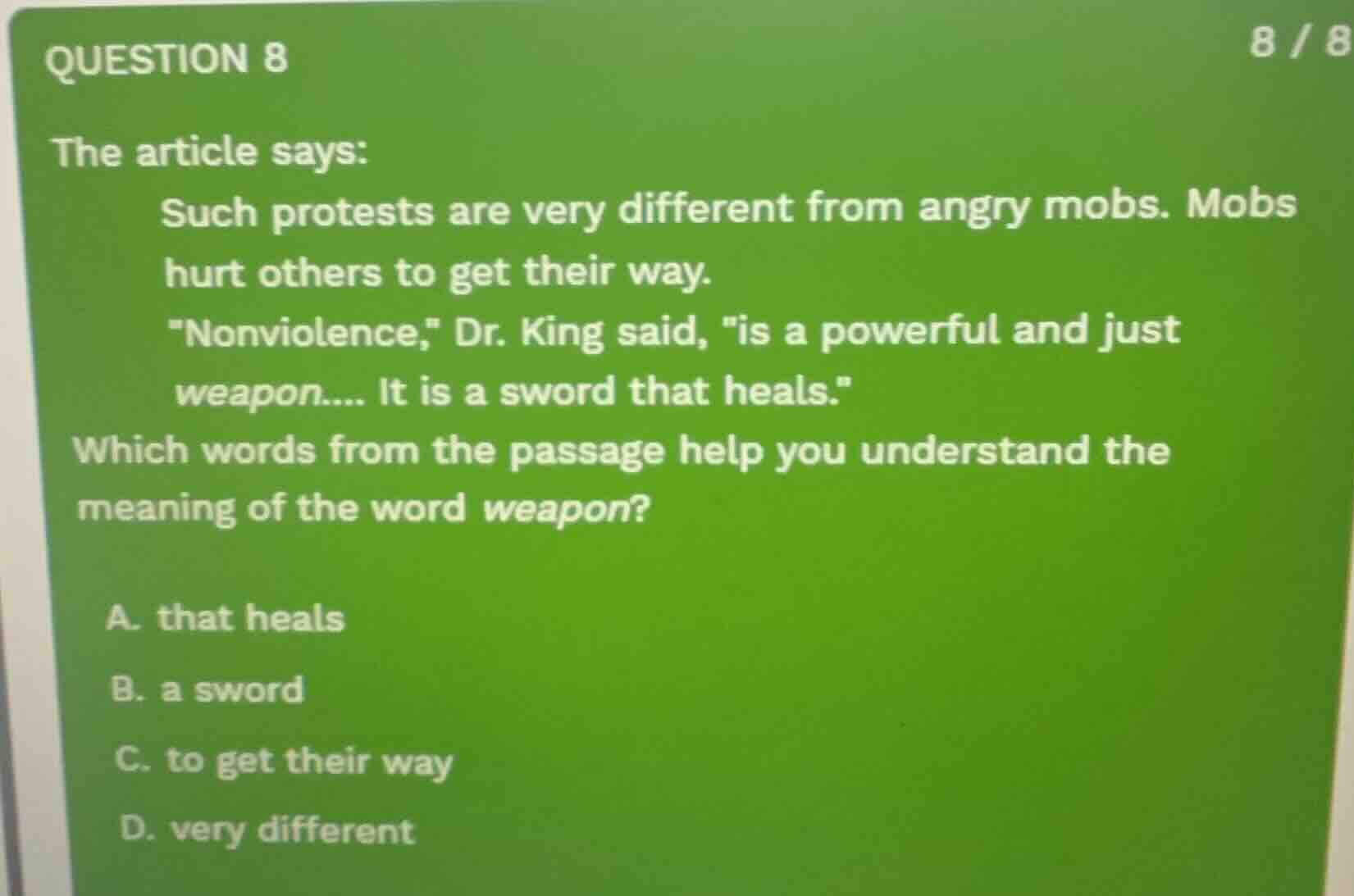 question 8 the article says: such protests are very different from angr…