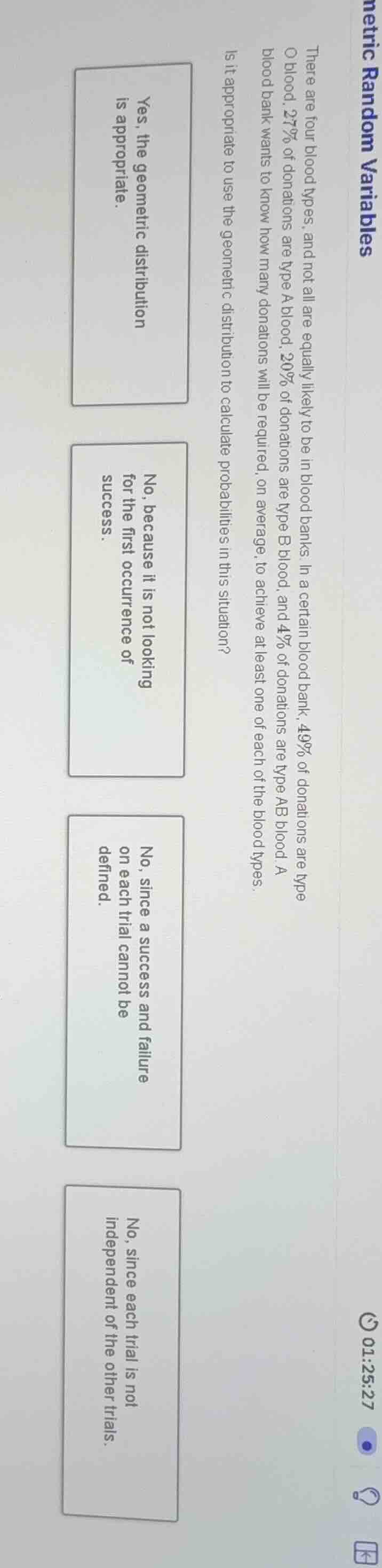 there are four blood types, and not all are equally likely to be in blo…