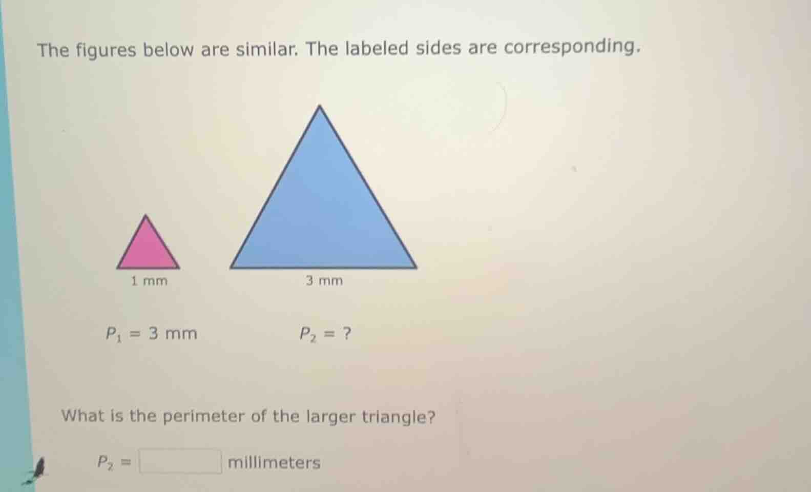 the figures below are similar. the labeled sides are corresponding. 1 m…