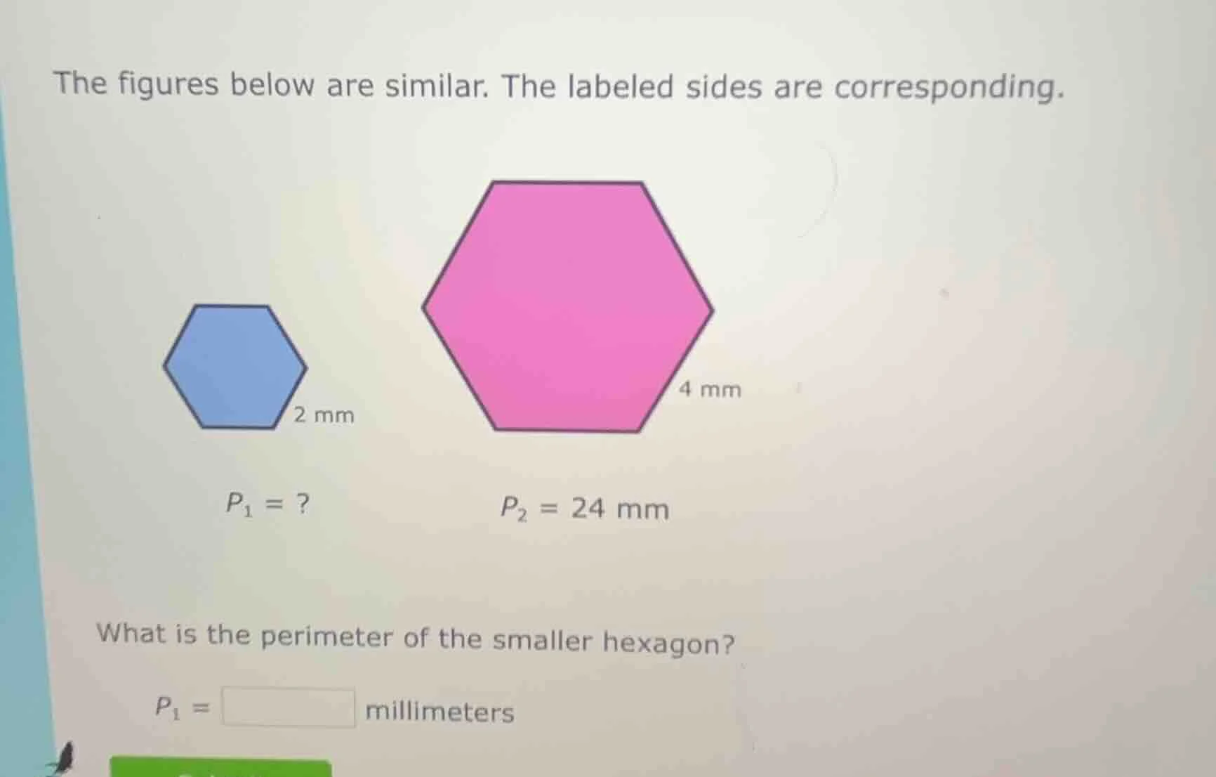 the figures below are similar. the labeled sides are corresponding. (im…