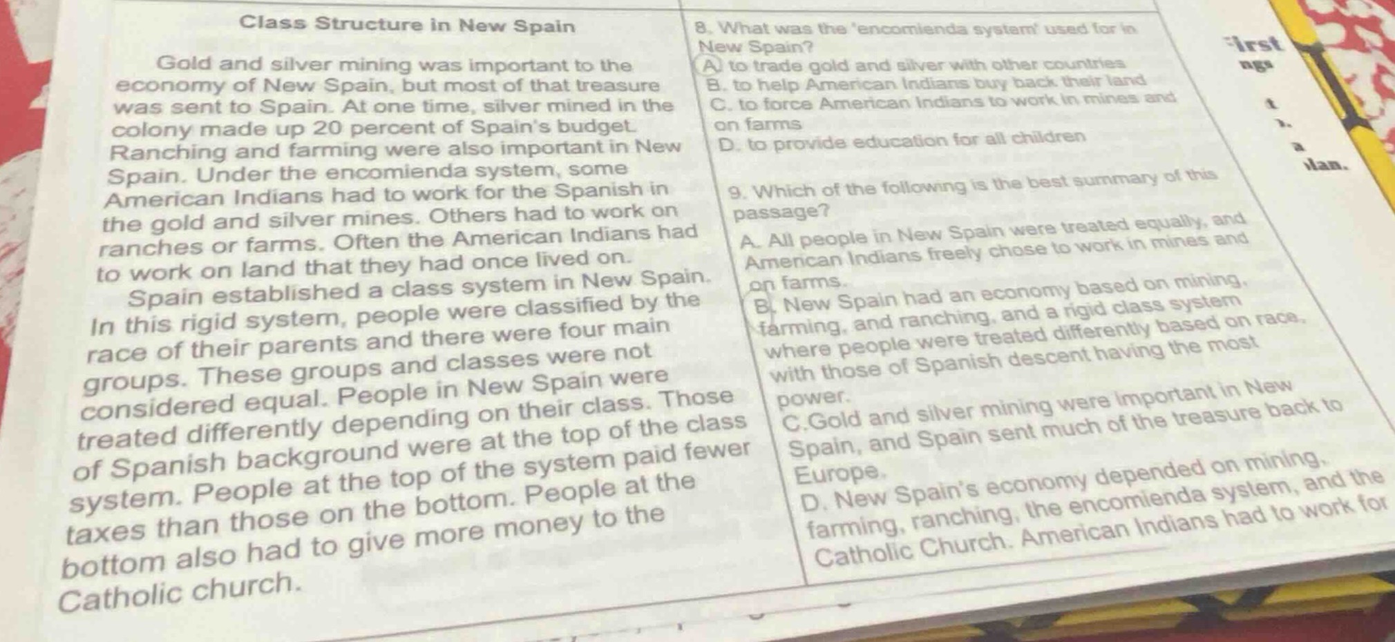 class structure in new spain gold and silver mining was important to th…