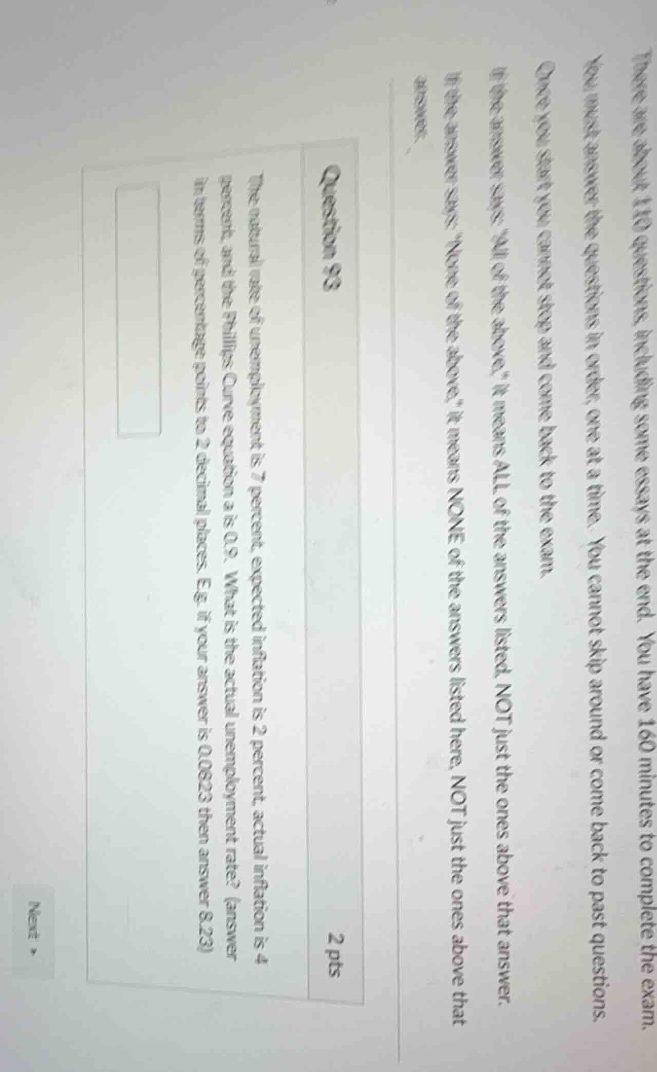 question 93 2 pts the natural rate of unemployment is 7 percent, expect…