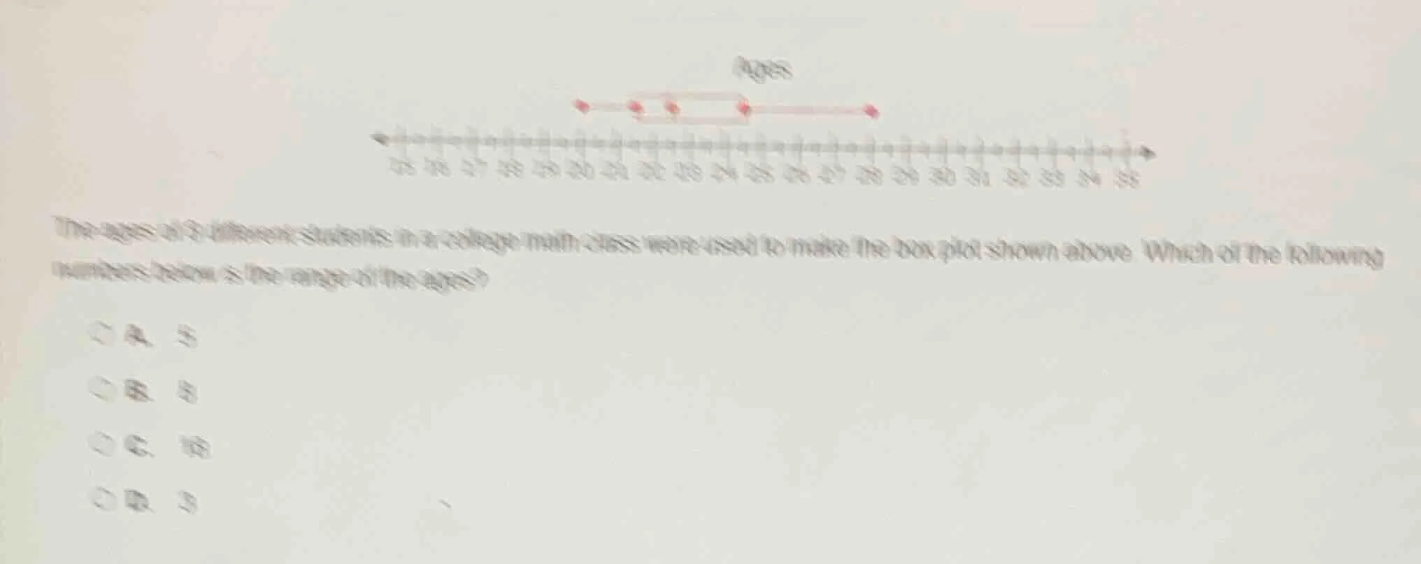 ages the ages of 8 different students in a college math class were used…