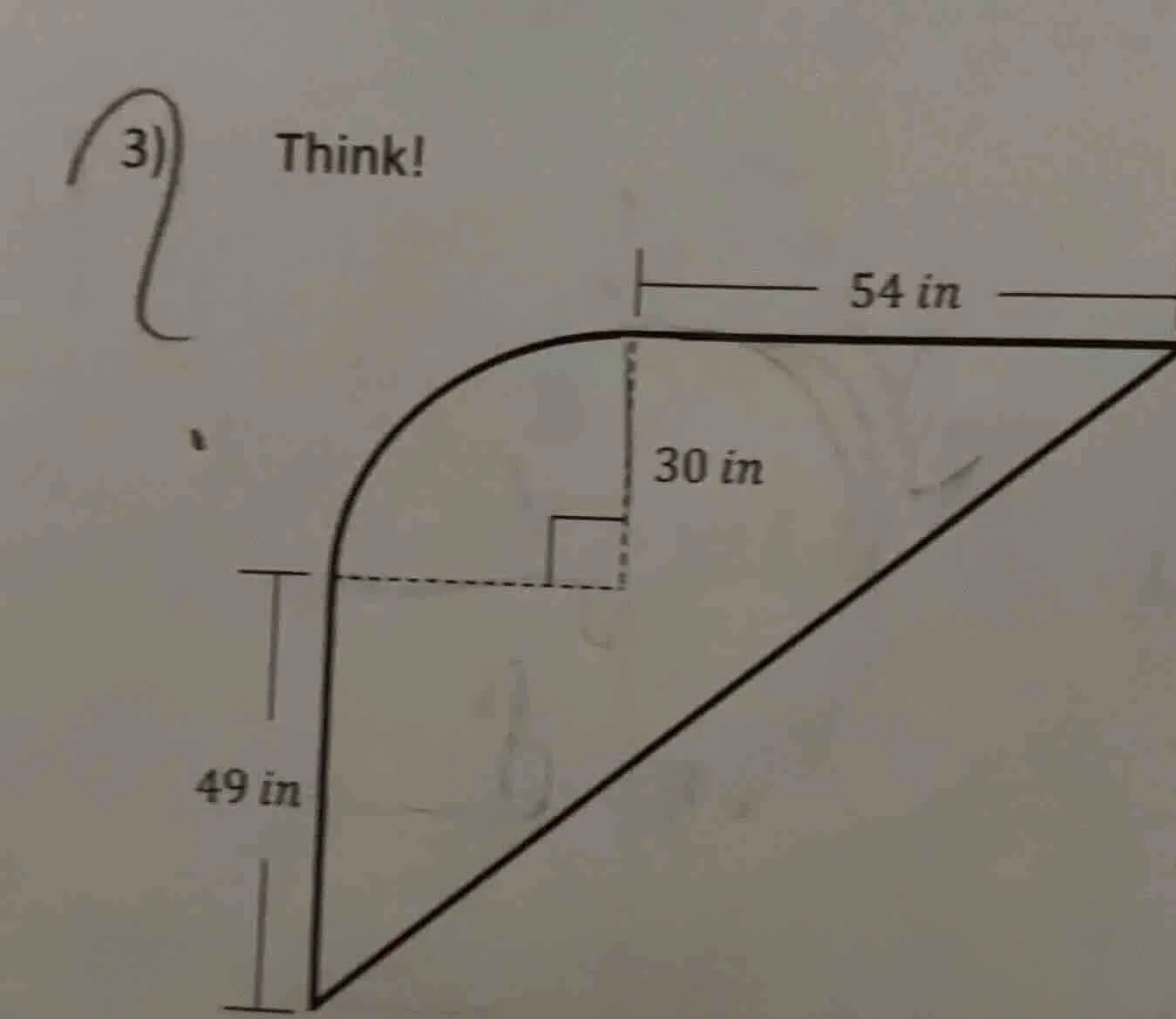 3) think! diagram with 54 in, 30 in, 49 in measurements