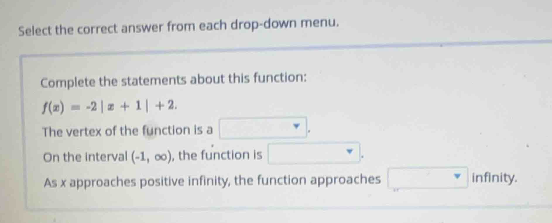 select the correct answer from each drop - down menu. complete the stat…