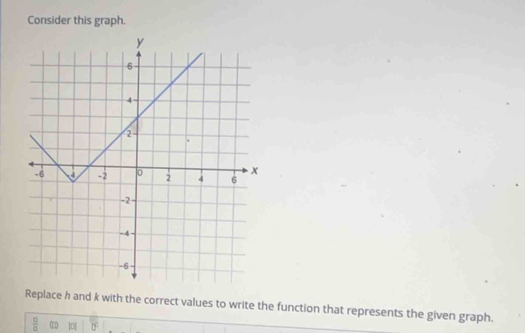 consider this graph. replace h and k with the correct values to write t…