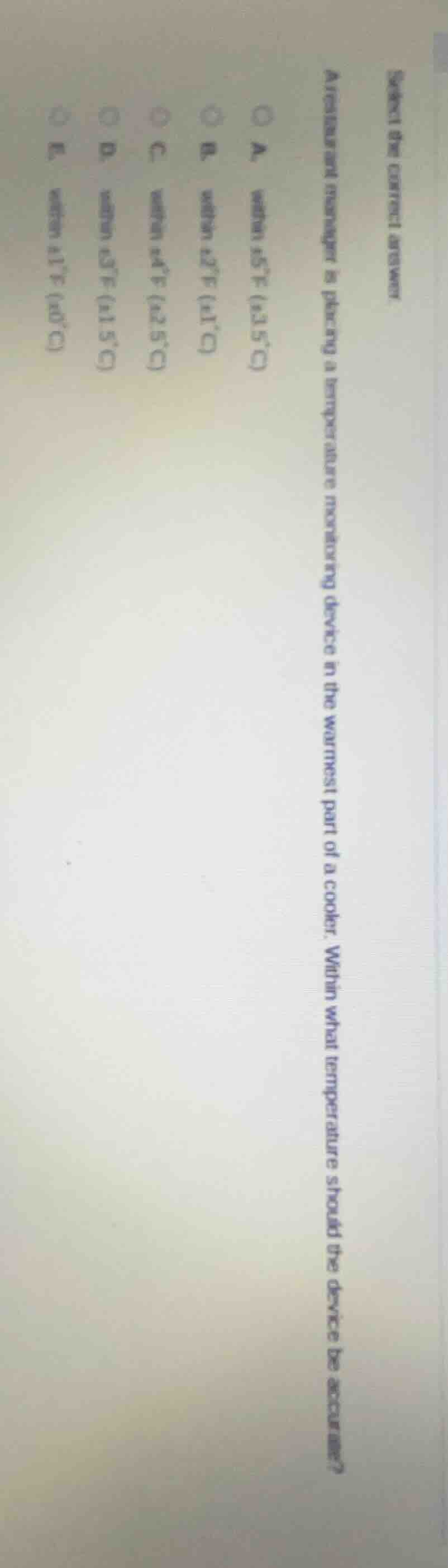 select the correct answer. a technician is placing a temperature monito…