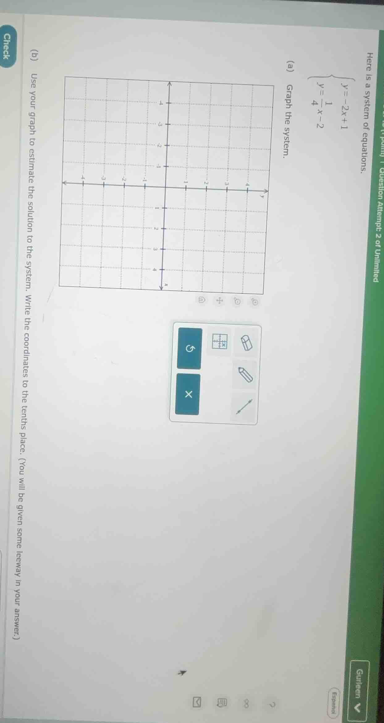 here is a system of equations. \\begin{cases} y = -2x + 1 \\\\ y = \\fr…