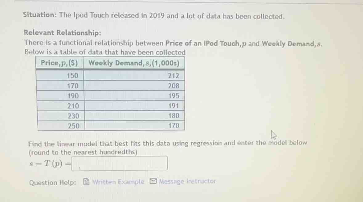 situation: the ipod touch released in 2019 and a lot of data has been c…