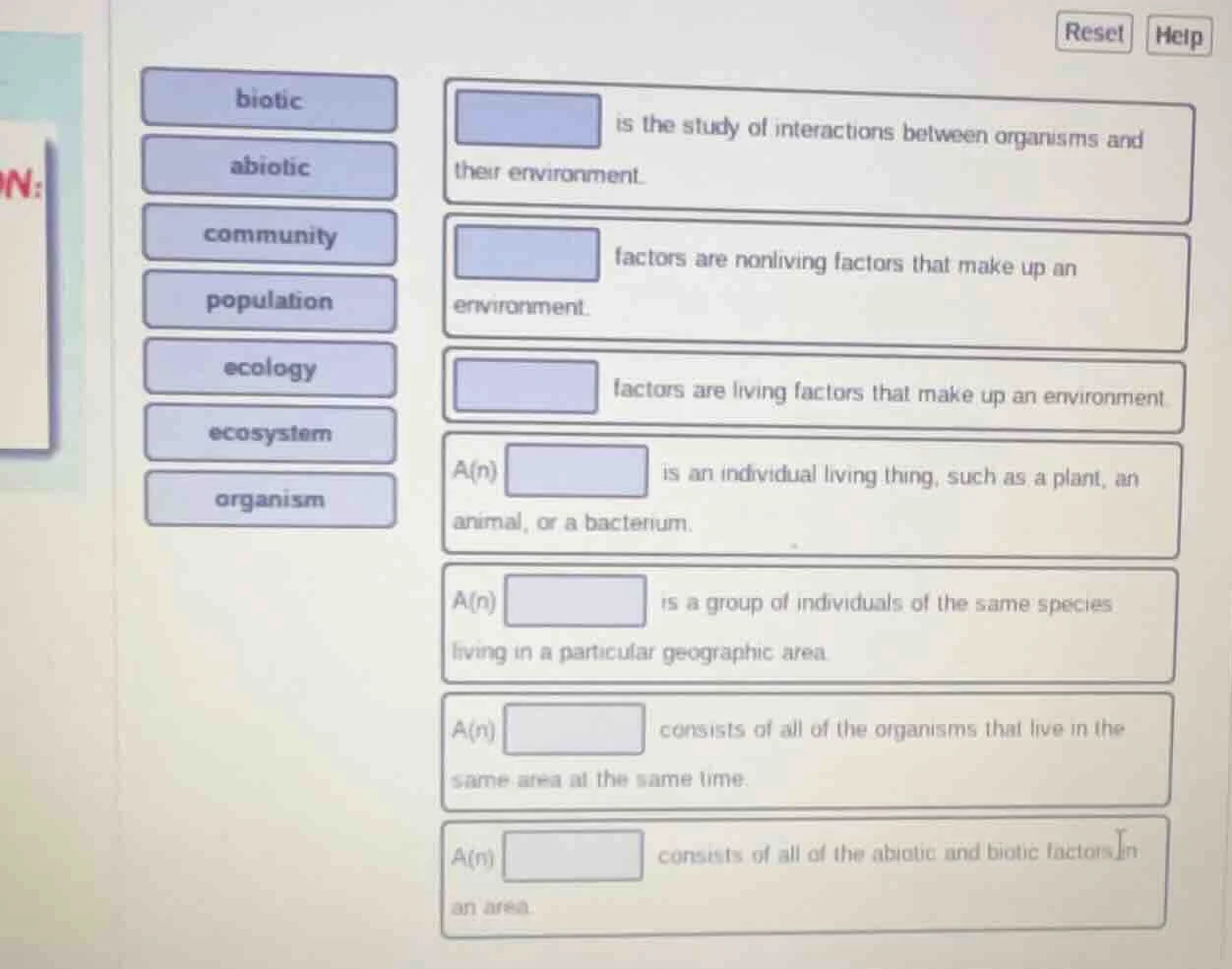 biotic abiotic community population ecology ecosystem organism is the s…