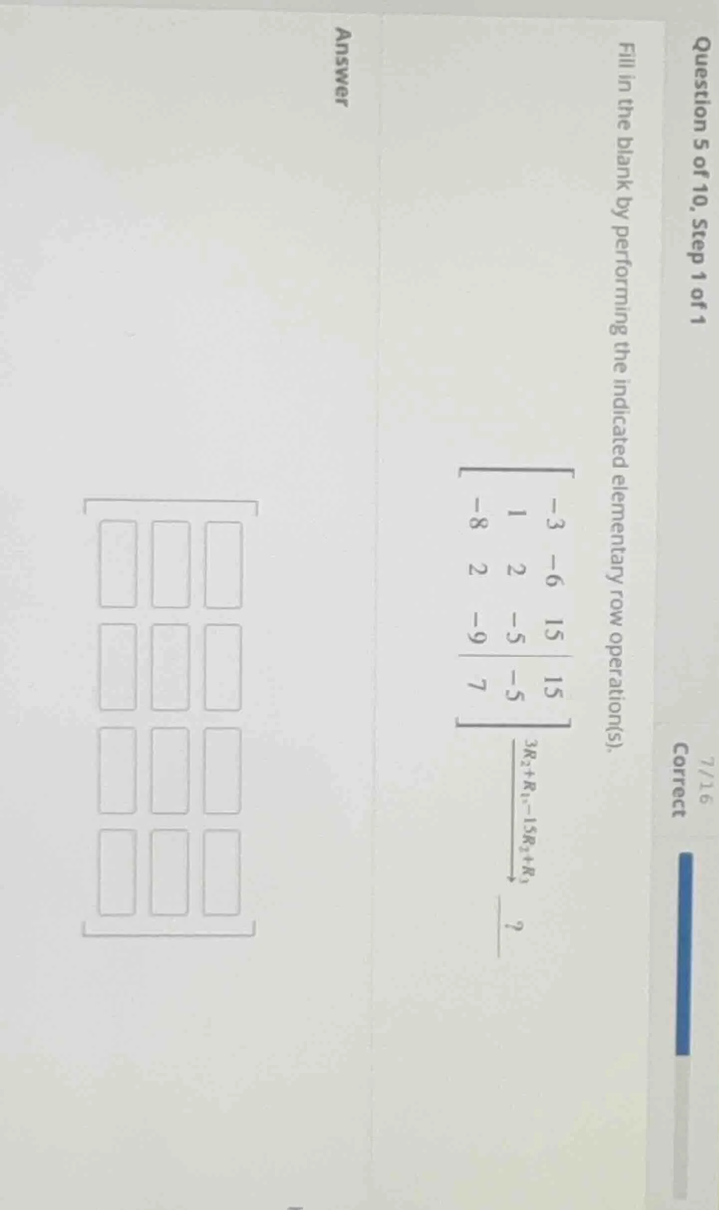question 5 of 10, step 1 of 1 fill in the blank by performing the indic…