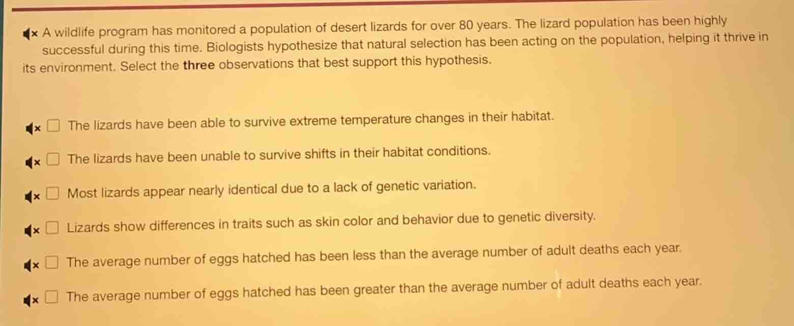 a wildlife program has monitored a population of desert lizards for ove…