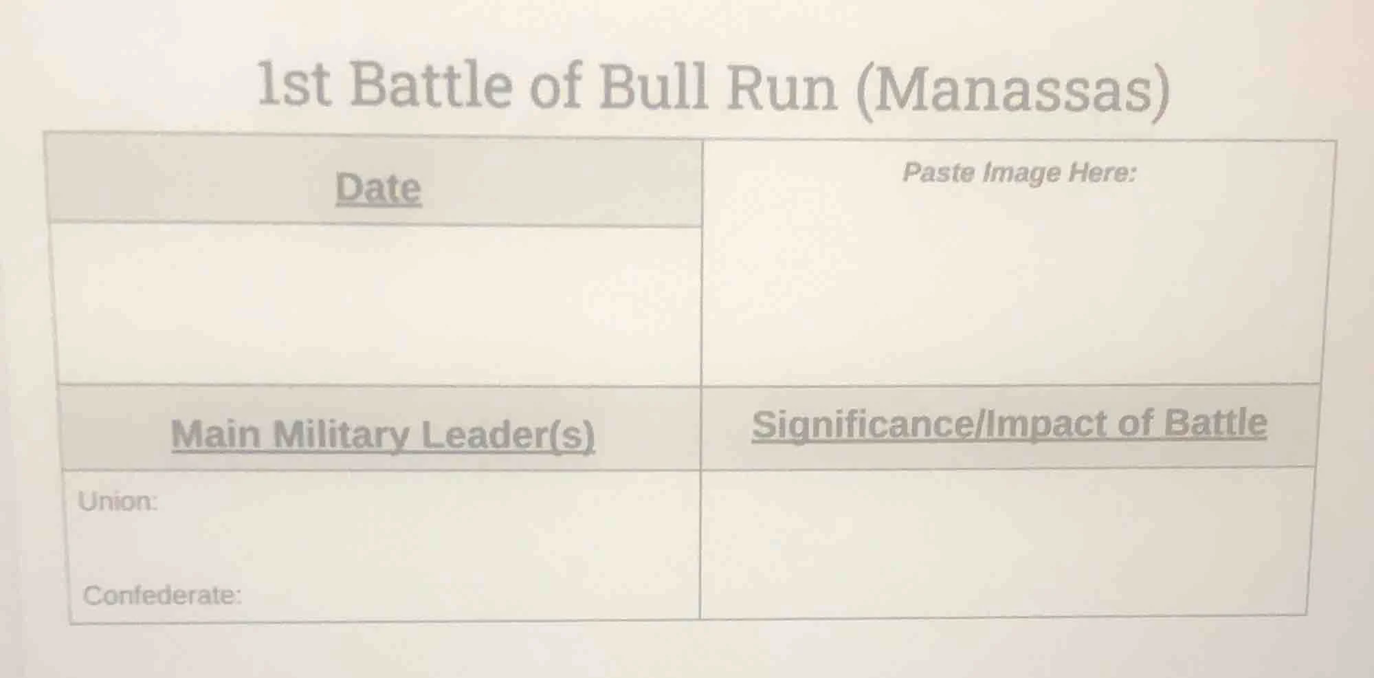 1st battle of bull run (manassas) date\tpaste image here: main military…