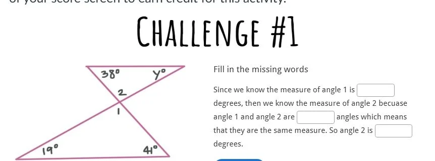 challenge #1 fill in the missing words since we know the measure of ang…
