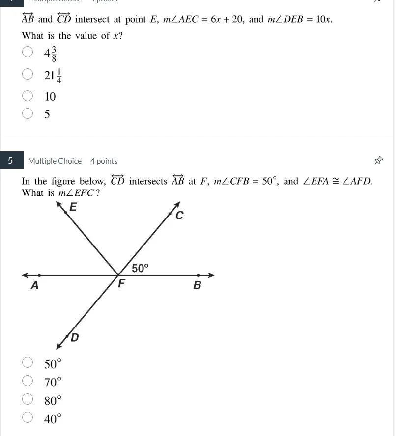 multiple choice $overleftrightarrow{ab}$ and $overleftrightarrow{cd}$ i…