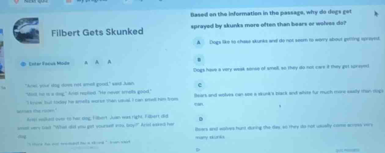 filbert gets skunked enter focus mode \and your dog does not smell good…